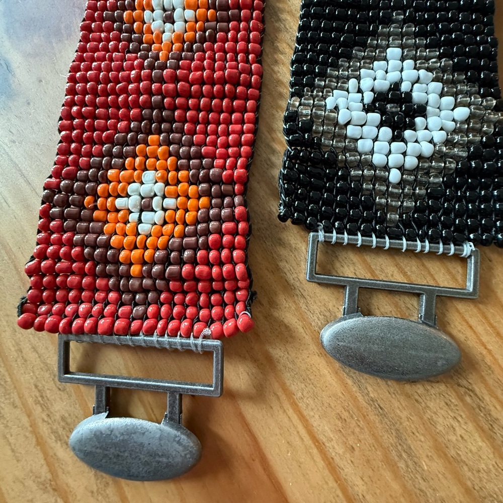 Vintage Bead Stretch Belts Set of 2 Boho Western Festival Hippie Chic - Picture 2 of 6